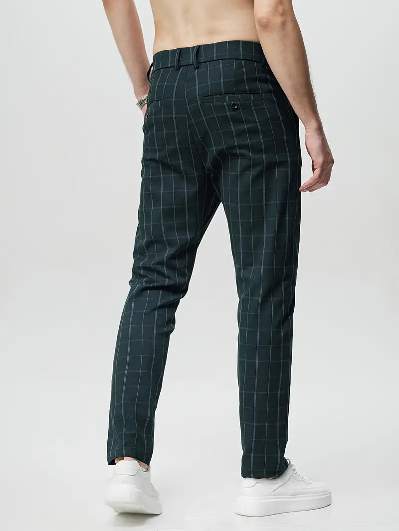Men's Casual Tapered Trousers Checkered