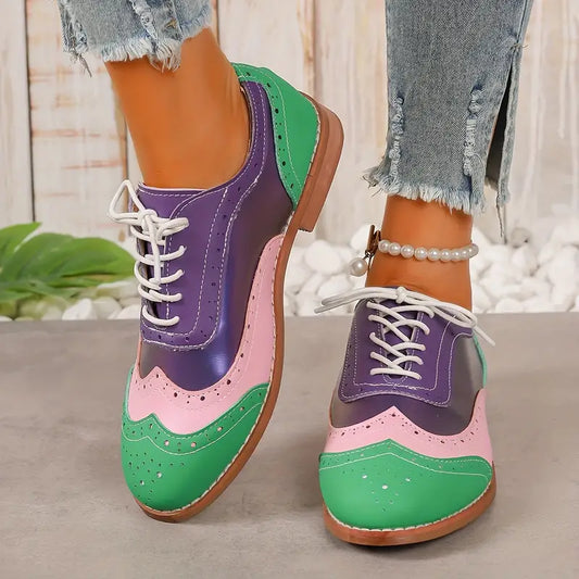 Women's Colorful Oxford Flats, Fashion Brogue Shoes