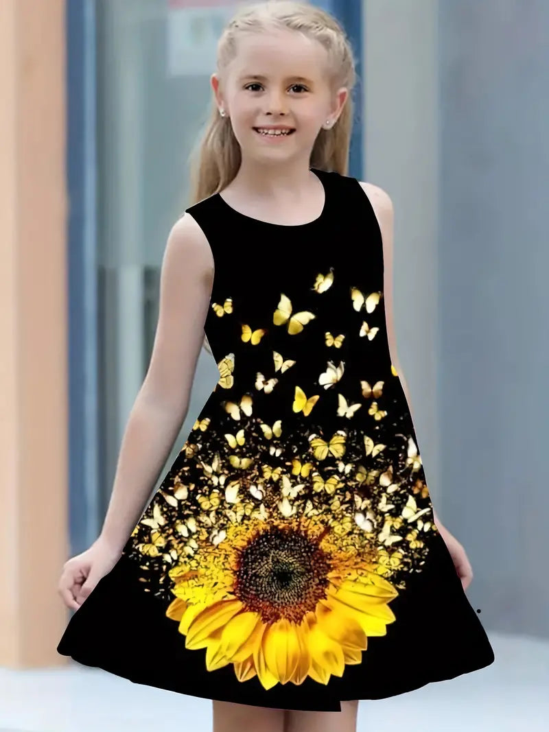 Butterfly Print Girls Dress