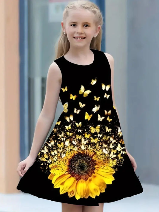 Butterfly Print Girls Dress