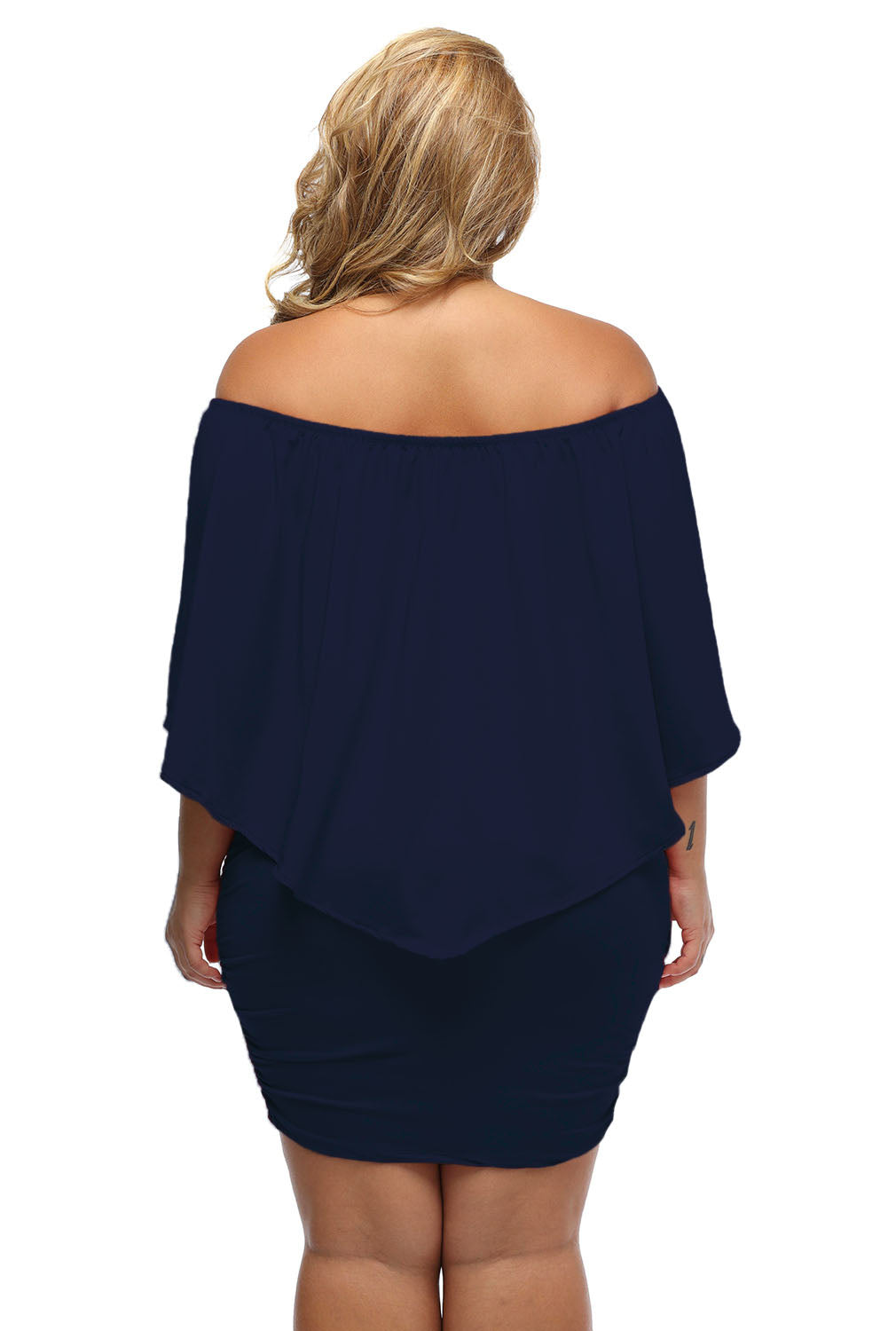 Layered Dark Blue Mini Poncho Dress