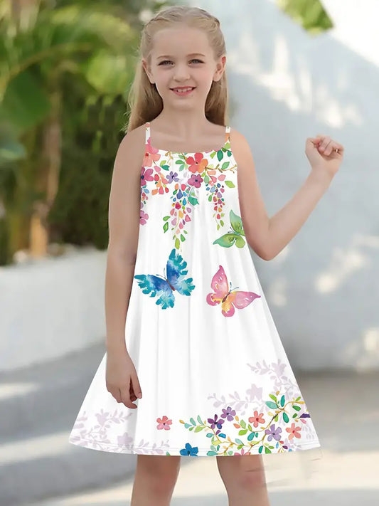 Girls Butterfly Graphic Cross Back Cami Dress