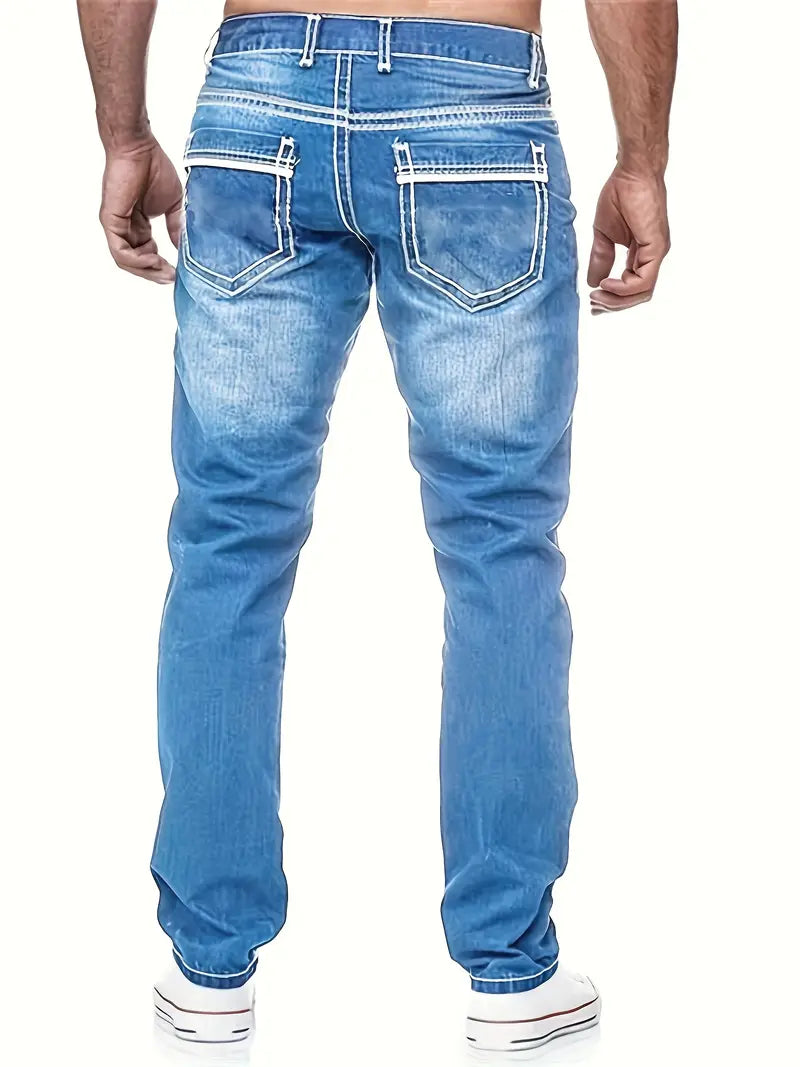 Men's Distressed Straight Leg Jeans